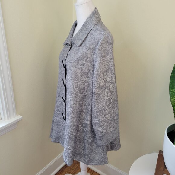 Moonlight Y&S Textured Silver Gray Oversized 3/4 Sleeve Jacket Women's Size S - Picture 4 of 13